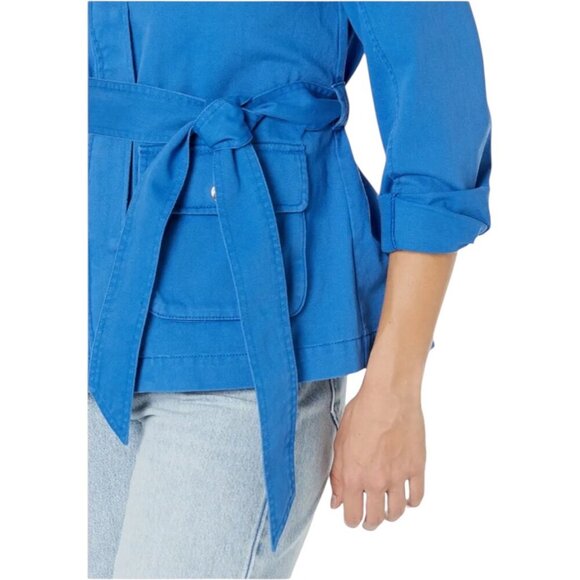 Draper James Women's Belted Utility Jacket 3X Blue Cotton Blend Gold Buttons - Picture 13 of 14
